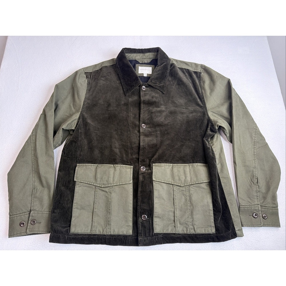 Banana Republic Corduroy Canvas Military Jacket Green Mens XLT